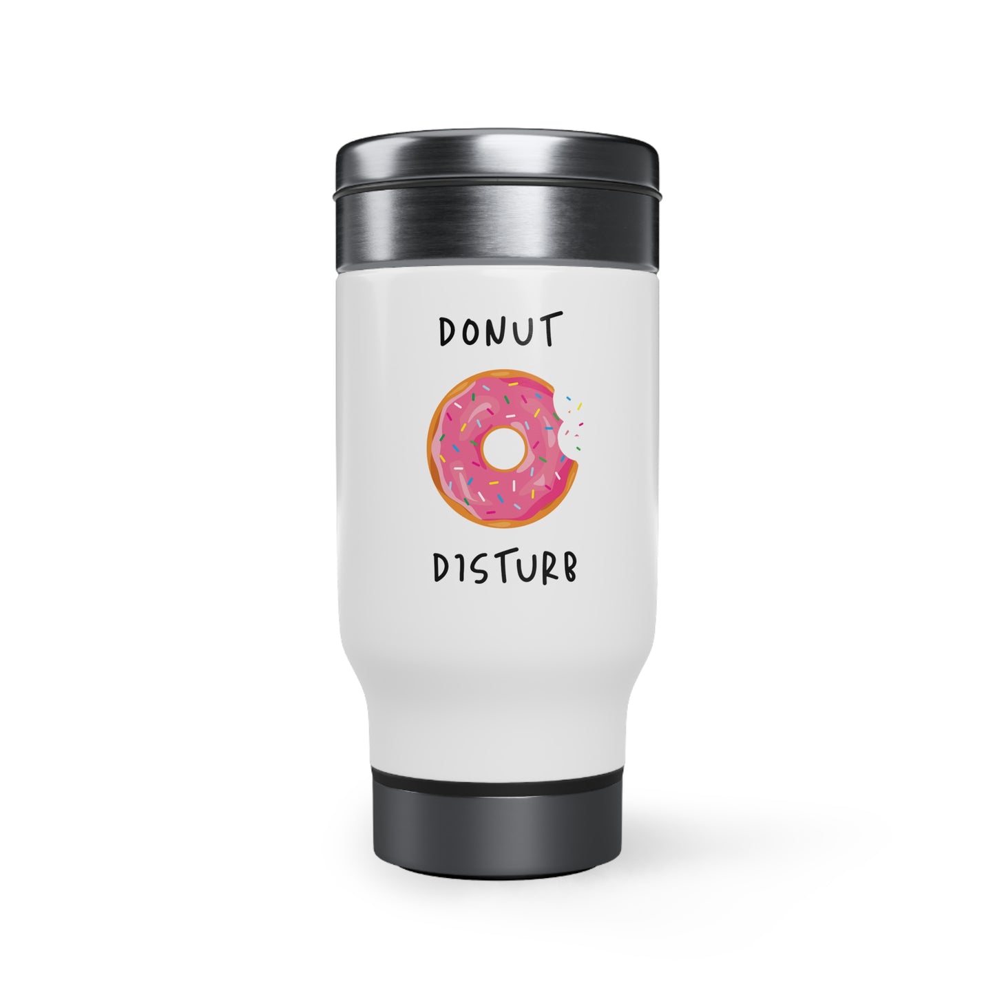 "Donut Disturb" Stainless Steel Travel Mug with Handle (14oz)