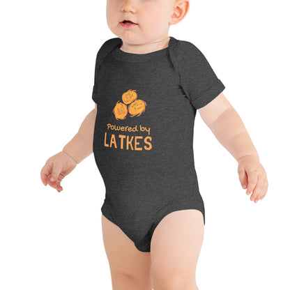 Baby short sleeve one piece "Powered by Latkes"