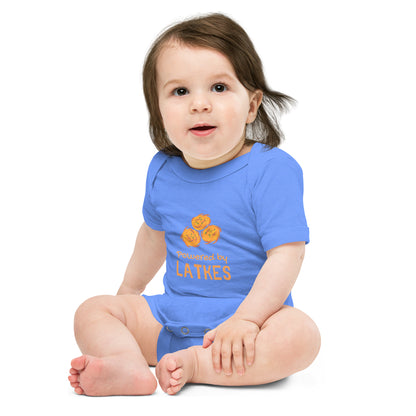 Baby short sleeve one piece "Powered by Latkes"