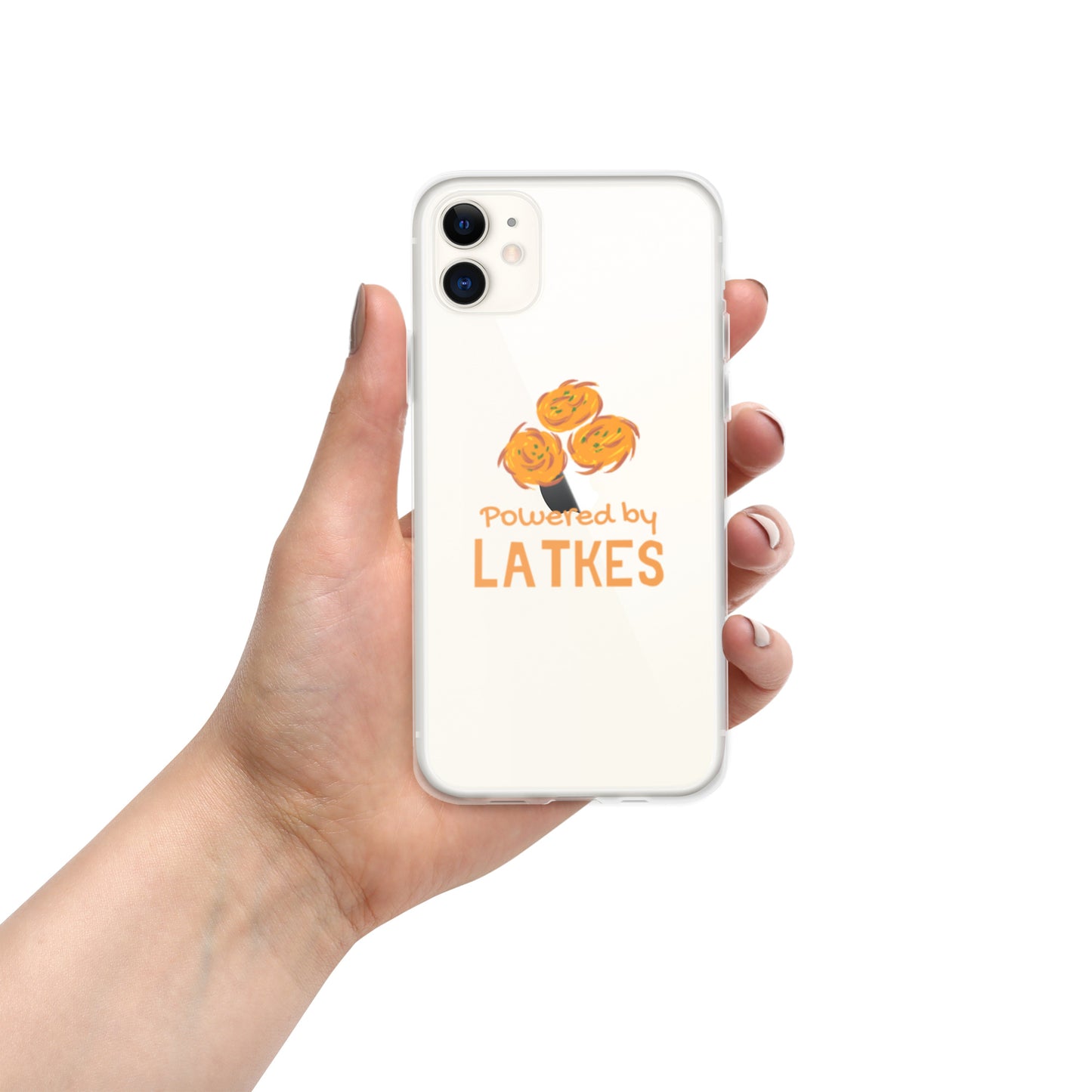 Clear Case for iPhone® "Powered by Latkes"