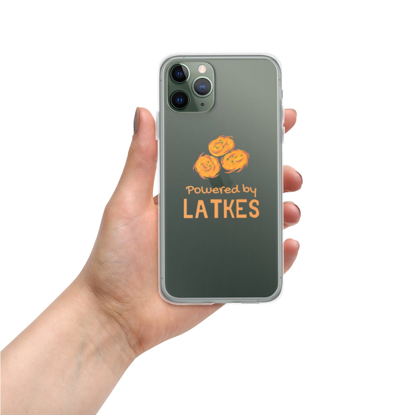 Clear Case for iPhone® "Powered by Latkes"