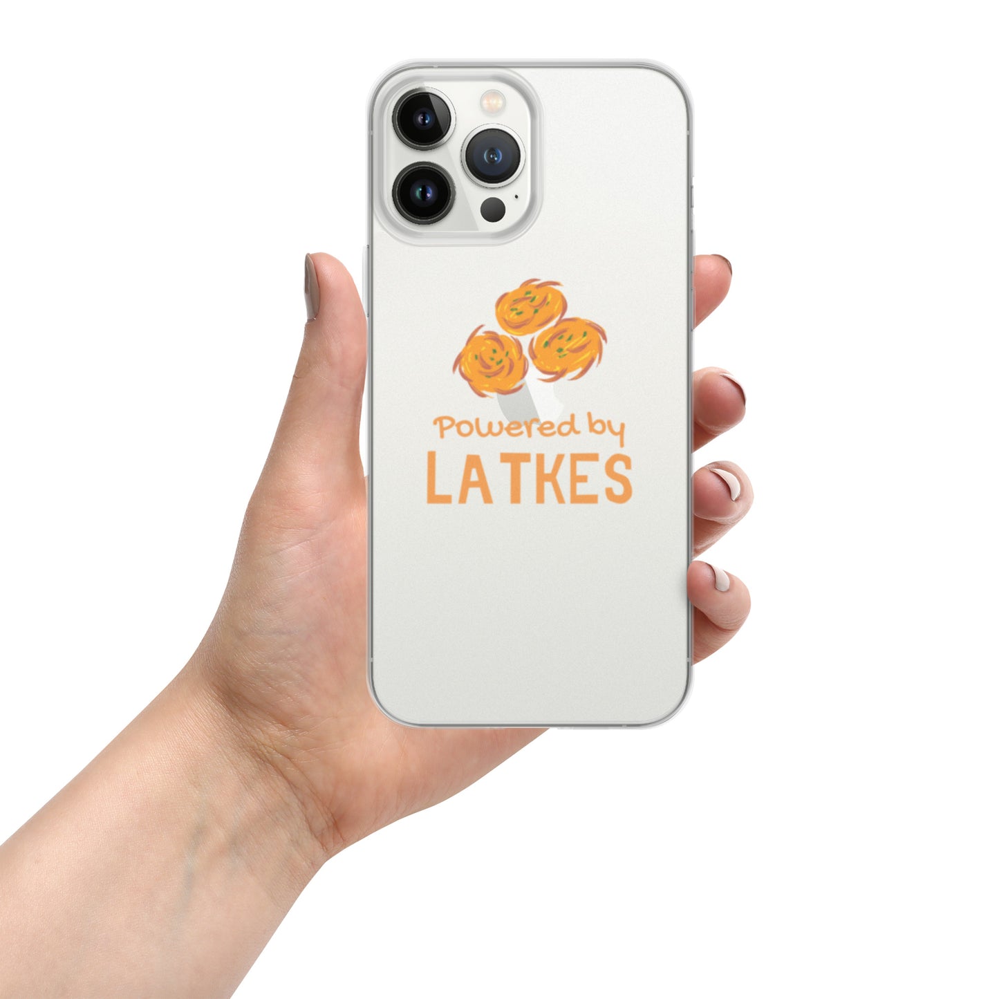 Clear Case for iPhone® "Powered by Latkes"