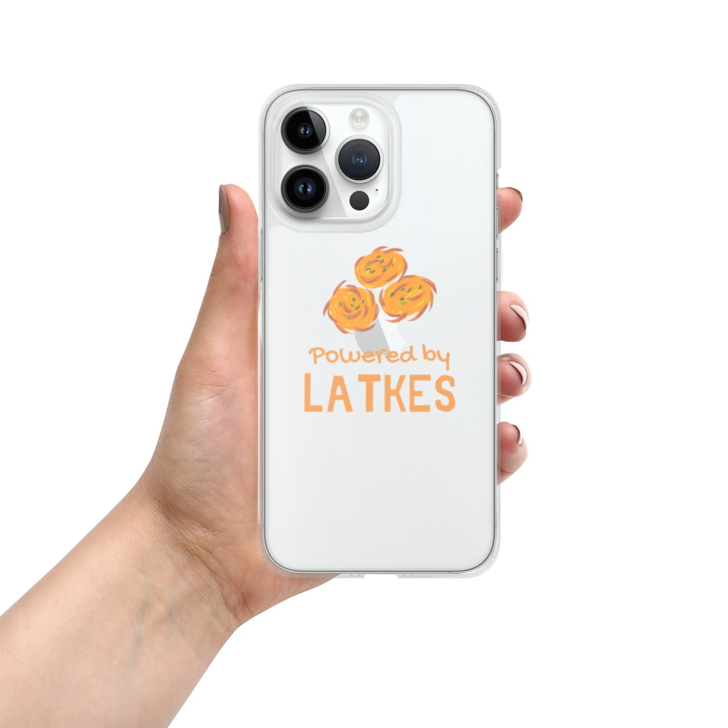 Clear Case for iPhone® "Powered by Latkes"