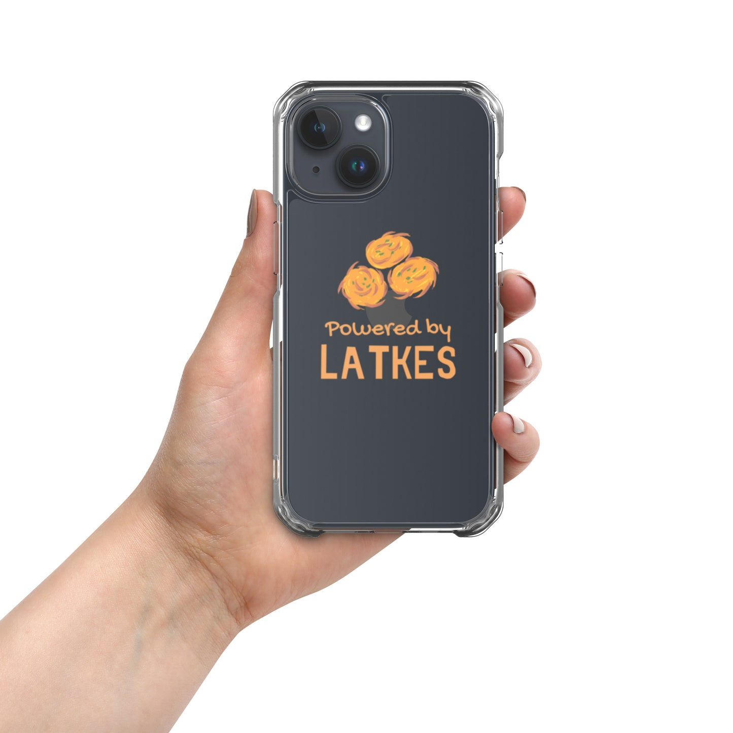 Clear Case for iPhone® "Powered by Latkes"