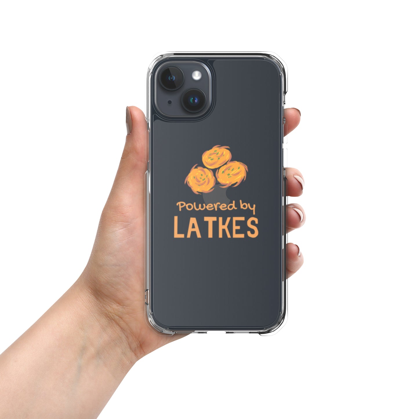 Clear Case for iPhone® "Powered by Latkes"