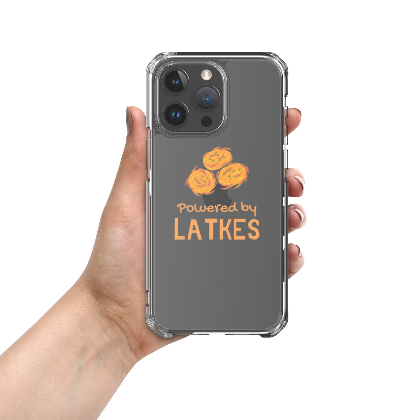 Clear Case for iPhone® "Powered by Latkes"