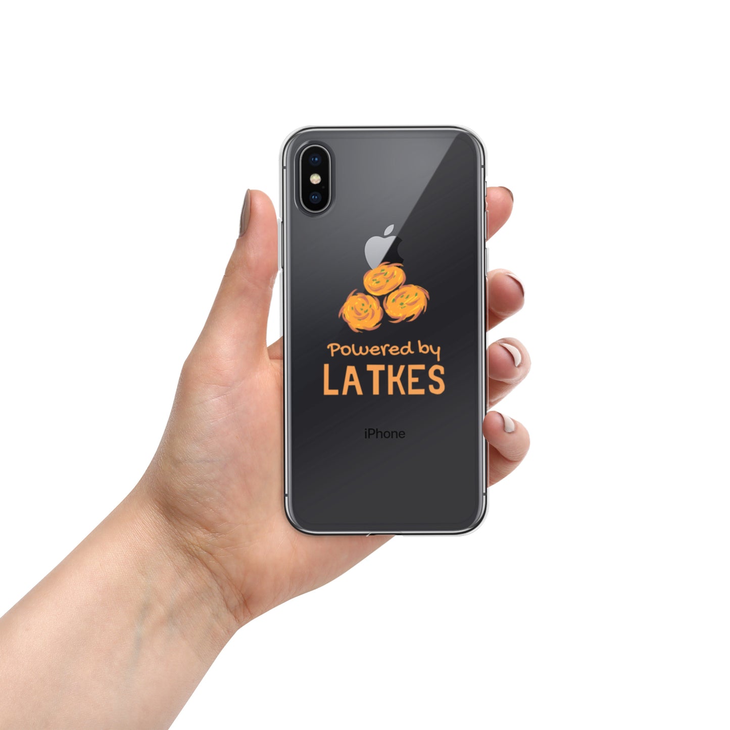 Clear Case for iPhone® "Powered by Latkes"