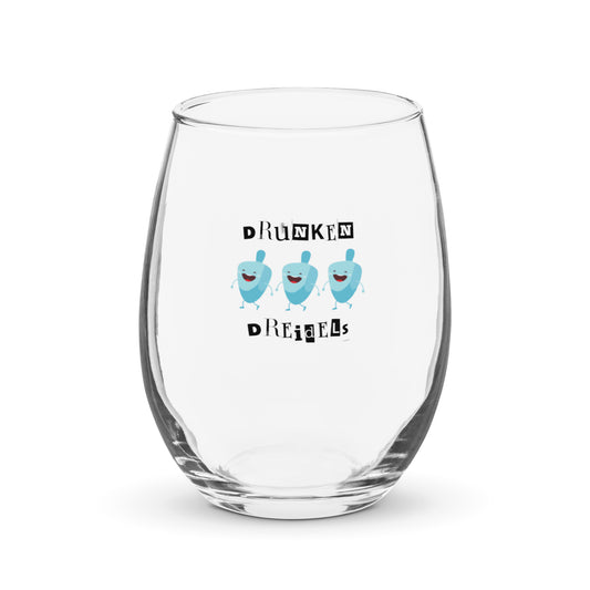 "Drunken Dreidels" Chanukah wine glass